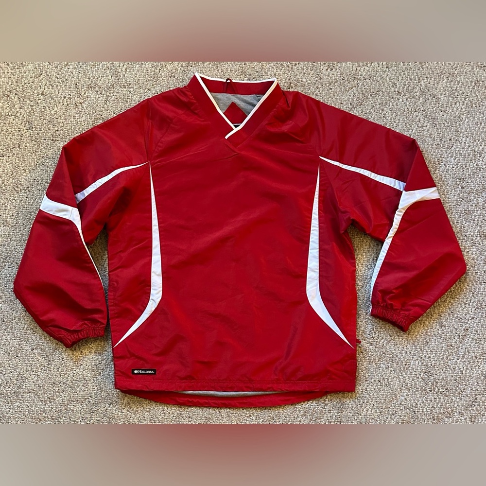 Holloway Men’s V-Neck Red Pullover Windbreaker Jacket, Size Small